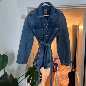 GAP Dark Blue Tie-Waist Denim Jacket